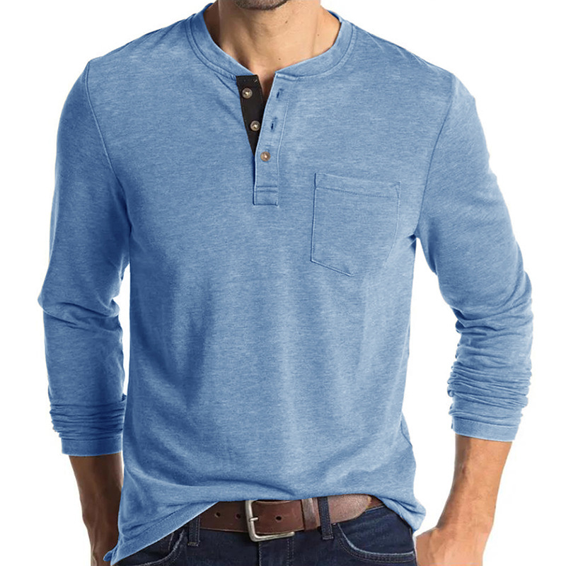Men's Long Sleeve Henley Style – Undershirt Crew Neck recenzja i cena