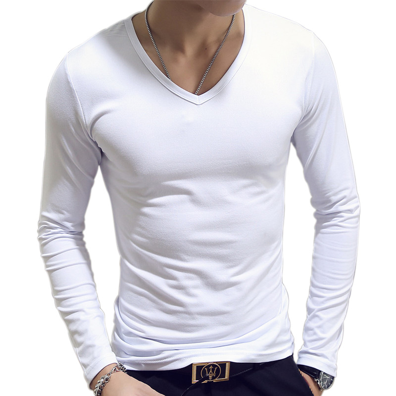 V Neck Mens T Shirts Plain Lon – Undershirt Crew Neck recenzja i cena