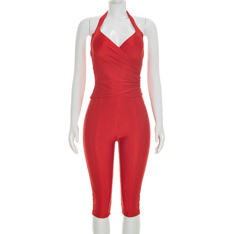 Women Slim 2 Piece Set Solid W – Suspender Tank Top recenzja i cena
