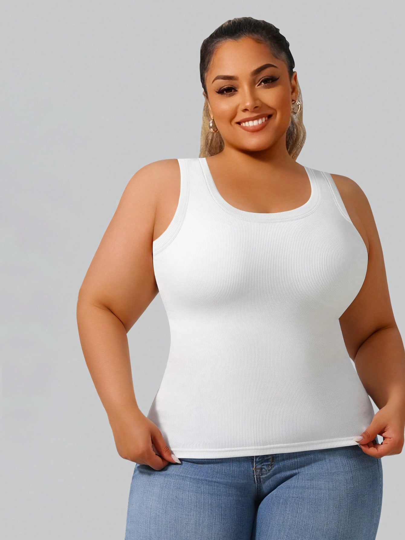 Plus Size Women's Solid Ribbed – Tank Top Ribbed recenzja i cena