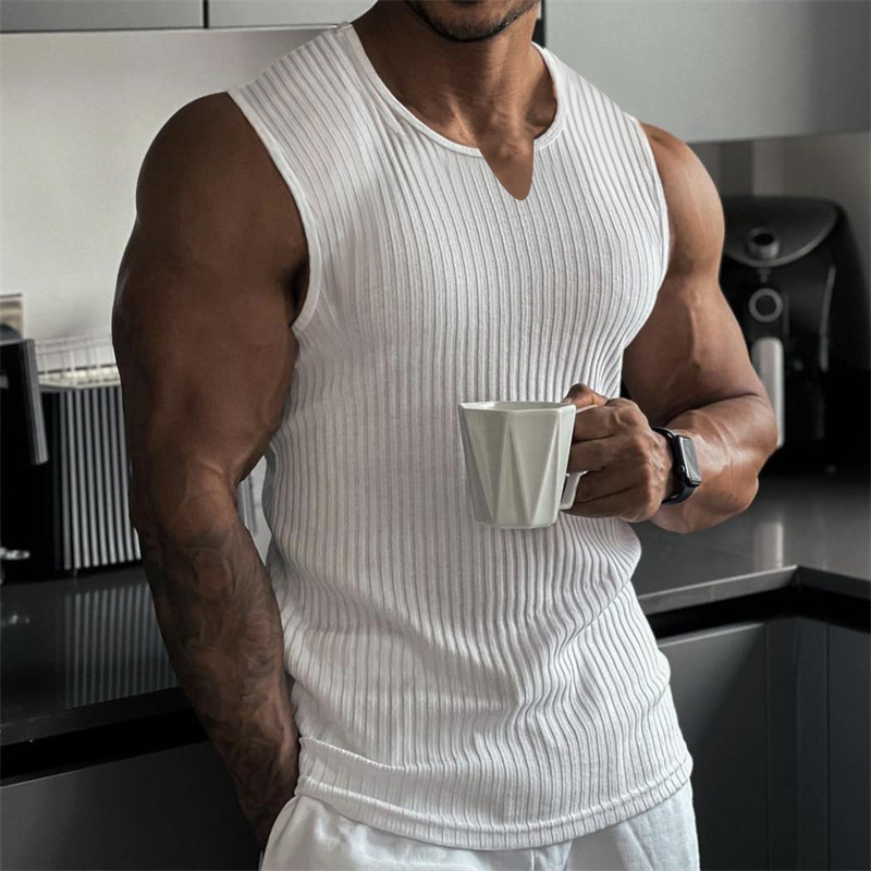 2024 Summer new men V-neck Ves – Undershirt Crew Neck recenzja i cena