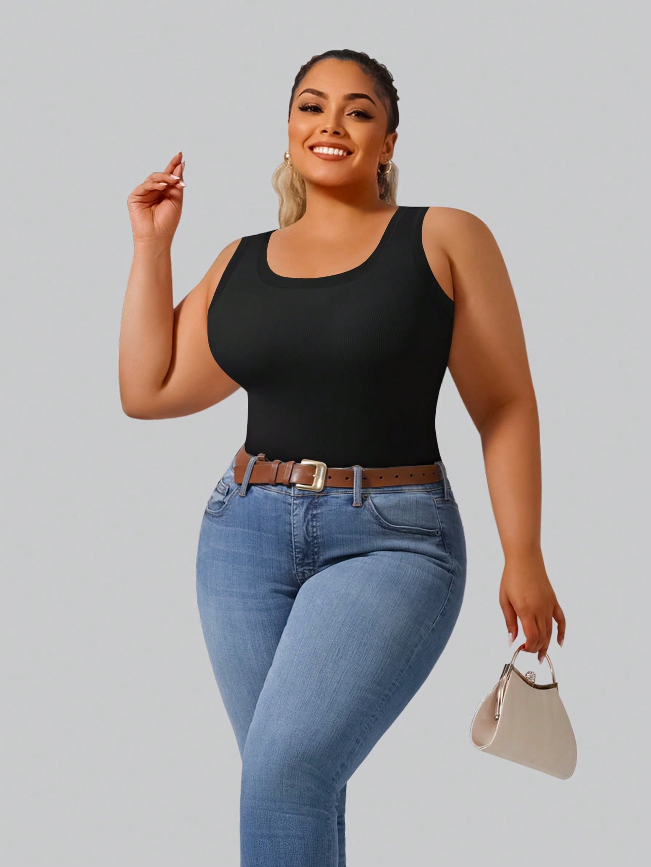 Plus Size Women's High Stretch – Tank Top Ribbed recenzja i cena